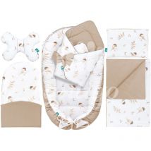 Babynest 100% Baumwolle, 6-teiliges Set für Neugeborene, inkl. Kissen, Babydecke, Babyhörnchen, ideale Babyausstattung – 95×55 cm – Lovely Bird