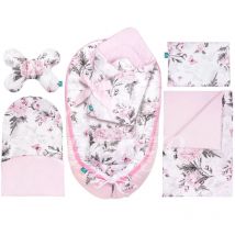 Lantigo - Babynest 100% Baumwolle, 6-teiliges Set für Neugeborene, inkl. Kissen, Babydecke und Babyhörnchen, perfekte Erstausstattung – 95×55 cm –