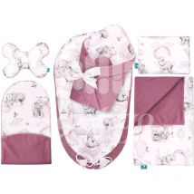 Set für Neugeborene 6-teiliges Babynest Baumwolle mit Samt Baby Nestchen 95×55 cm inkl. Baby Kissen, Babydecke, Babyhörnchen, Erstausstattung