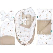 Set für Neugeborene 6-teiliges Babynest Baumwolle mit Samt Baby Nestchen 95×55 cm inkl. Baby Kissen, Babydecke, Babyhörnchen, Erstausstattung