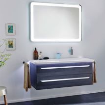 Lanzet - M9 Badmöbel Set 4-teilig, 130cm breit, Schwarz, mit led + led Spiegelelement'-'90139145