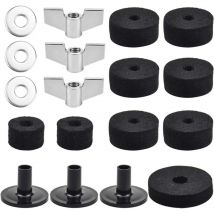 Accessoires pour Cymbales, 18pcs Accessoire de Remplacement pour Cymbale Batterie, Feutres de Cymbale, Rondelles de Cymbale, Manchon de Cymbale et