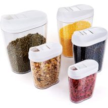 Boîtes de Conservation à Céréales, Cuisine Alimentaires Boîtes à céréales Rangement pour Aliments Hermétiques, 5 Pièces - Laoa