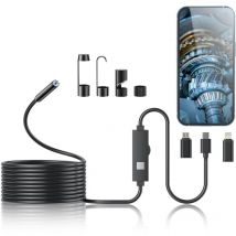 LAOA Endoscope D'inspection Serpent à Double Lentille 200w HD, Endoscopique Camera , Semi-Rigide Caméra de Portée avec 8 Lumières LED pour Smartphone