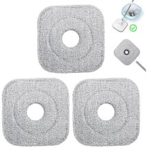 Laoa - Ensemble de 3 Têtes de Rechange Balai Serpillère en Microfibre, Tampons de Rechange Vadrouille Carrée, Absorbante, Lavable en Machine,
