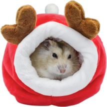 Lit pour hamster, 9 x 9 x 10 cm, semi-fermé, mini canapé, grotte avec parure de lit amovible, nid de sommeil doux pour hérissons, écureuils, petits