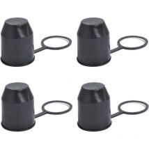 Lot de 4 capuchons de protection pour attelage de remorque avec anneau de sécurité pour voiture, camping-car (noir) - Laoa