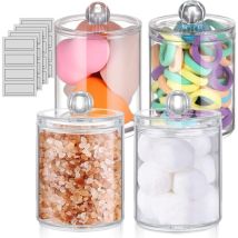 Lot de 4 supports distributeur de coton distributeur coton tige salle de bain Boîte à Coton bocal coton Les Accessoires de Nettoyage de Cosmétique