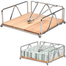 Porte Serviette Papier Table moderne, Support Serviette Papier Table, Porte-Serviettes de Table en Métal Bois, Distributeur de Serviette Papier pour