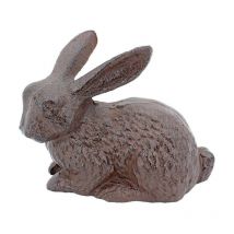 Lapin fonte patiné marron 14x7x10cm