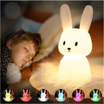 Groofoo - Lapin Veilleuse Bebe Tactile 7 Couleurs usb Rechargeable Peut être Chronométré Veilleuse Enfant Deco Lampe Pour Décoration Noël Chambre