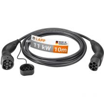 LAPP MOBILITY Type 2 Câble de Recharge, jusqu'à 11 kW, 10 m, noir - (5555934050) 20 A, triphasé, pour la recharge de voitures hybrides et électriques