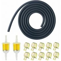 Rwoythk - Motorrad-Kraftstofffilter-Set mit 2 Stück Diesel-Kraftstofffilter und 2 m 8 mm Rasenmäher-Kraftstoffschlauch und 10 Stück Schlauchklemme