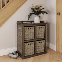 Large 4 Drawer Storage unit Kubu Rattan Mahogany Frame Ready Assembled