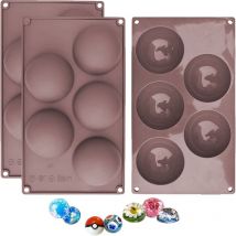 3 Pack baking molds, large 5 cavity semi-sphere silicone mold for making chocolate, cake, jelly, dome mousse