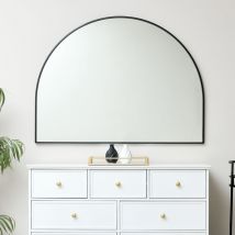 Melody Maison - Large Black Arched Overmantle Wall Mirror 90cm x 120cm - Black