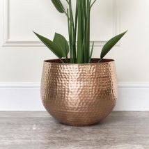 Melody Maison - Large Copper Hammered Metal Planter - Copper