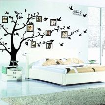 Dewdat - Large Family Tree Wall Decor Removable Photo Frames Tree Wall Decal Vinyl Tree Wall Stickers for Living Room Home Decor (Black Tree)