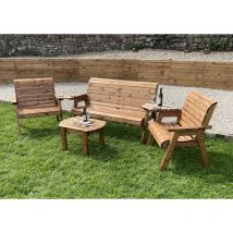 Charles Taylor Trading - Charles Taylor Wooden Garden Large 5 Seater Multi Chair Bench Set & Coffee Table
