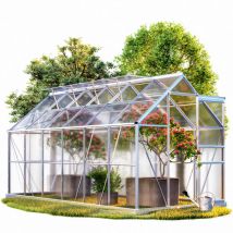 Gardebruk - Aluminium Polycarbonate Walk-In Greenhouse Aluminium Frame Sliding Door Skylights Grow Plants Flowers Herbs Veg 3.6m² / 4.75m²/ 7.22m²