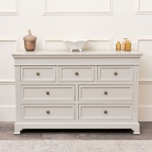 Large Grey 7 Drawer Chest of Drawers - Daventry Taupe-Grey Range - Taupe-Grey