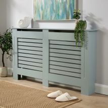 Large Grey Radiator Cover Wooden mdf Wall Cabinet Shelf Slatted Grill York - White