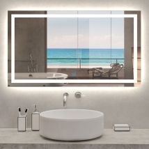 Aica Sanitaire - 1400x800 Large Illuminated Led Bathroom Mirror with Demister Pad [IP44 Rated] Rectangular Backlit Wall Mounted,Touch Sensor Switch