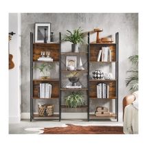Uniquehomefurniture - Large Industrial Bookcase Rustic Metal Ladder Shelf Unit Vintage Display Cabinet
