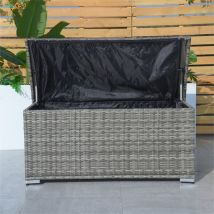 243L Iron Outdoor Rattan Storage Box, Outdoor Small Deck Storage Box for Patio, Yard, Garden, Grey (L122 x H56 x W56) - Abrihome