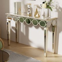 Unho - Large Mirrored Console Table Embedded Arranged Lanterns Shape