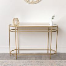 Melody Maison - Large Oval Gold Mirrored Console Table
