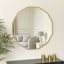 Melody Maison - Large Round Gold Scalloped Wall Mirror 90cm x 90cm - Gold