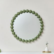 Melody Maison - Large Round Olive Green Bobble Bobbin Wall Mirror 80cm x 80cm
