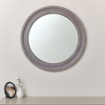 Melody Maison - Large Round Rustic Wooden Wall Mirror 80cm x 80cm