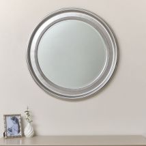 Melody Maison - Large Round Silver Vintage Wall Mirror 80cm x 80cm