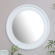Melodymaison - Large Round Vintage White Wall Mirror 80cm x 80cm