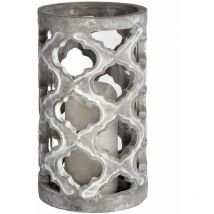 Hill Interiors - Large Stone Effect Patterned Candle Holder - Stone - L15 x W15 x H26 cm - Grey
