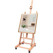 Cncest - Large Studio H-Frame Easel Holds Canvas Art Wood Painting Movable Heavy-Duty