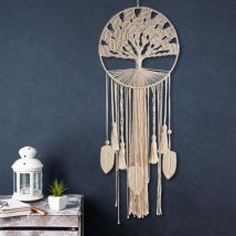 Large Tree of Life Dream Catcher, Wall Hanging Dream Catcher with Woven Feather Leaf, Bohemian Dream Catcher for Home, Bedroom, Baby Room, Nursery,