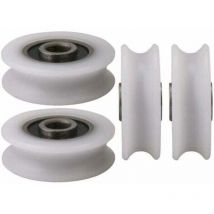 Largeight - 4pcs 4x20x6.5x7.4mm Blanc Intérieur Dia 4MM U-Groove Nylon Poulie Roue pour Porte Coulissante