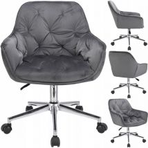 LARGO Drehstuhl grau – Samt – Metallgestell – 120 kg max. Belastung – 87 cm Höhe – 60 cm Breite – 62 cm Tiefe