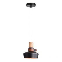 Larissa Ialysos Dome Ceiling Pendant Light 1x E27 Black Wood Leather