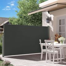 Hoobro - Sotre Latéral, Cadre en Aluminium Massif, Brise-Vue Rétractable, Auvent Latéral, Pare-Soleil, Protection d'Intimité, Protection Solaire, 180