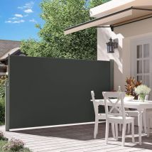 Sotre Latéral, Cadre en Aluminium Massif, 160 x 300 cm(H x L), Brise-Vue Rétractable, Auvent Latéral, Pare-Soleil, Protection d’Intimité, Protection
