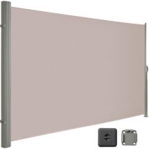 Hoobro - Sotre Latéral, Cadre en Aluminium Massif, 180 x 400 cm(H x l), Brise-Vue Rétractable, Auvent Latéral, Pare-Soleil, Protection d'Intimité,