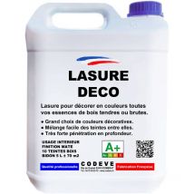 Lasure Deco - 5 l - Codeve Bois - Blanc - Pour La Décoration En Couleurs Déco D'un Bois Brut, Massif Ou Plaqué.