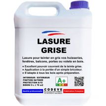 Lasure Grise - 5 l - Codeve Bois - Pour La Déco En Gris D'un Volet, Persienne, Fenêtre Ou Bardage Bois.