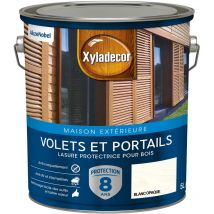 Lasure protectrice pour bois extérieur - Volets et Portails - aspect satin blanc opaque 5 l Xyladecor