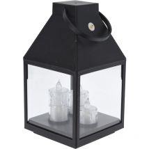 Laterne mit drei LED-Kerzen, 25 cm