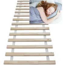Lattes sans cadre 140x200cm 14 lattes en bois massif pour soutien ferme avec sangle enroulé